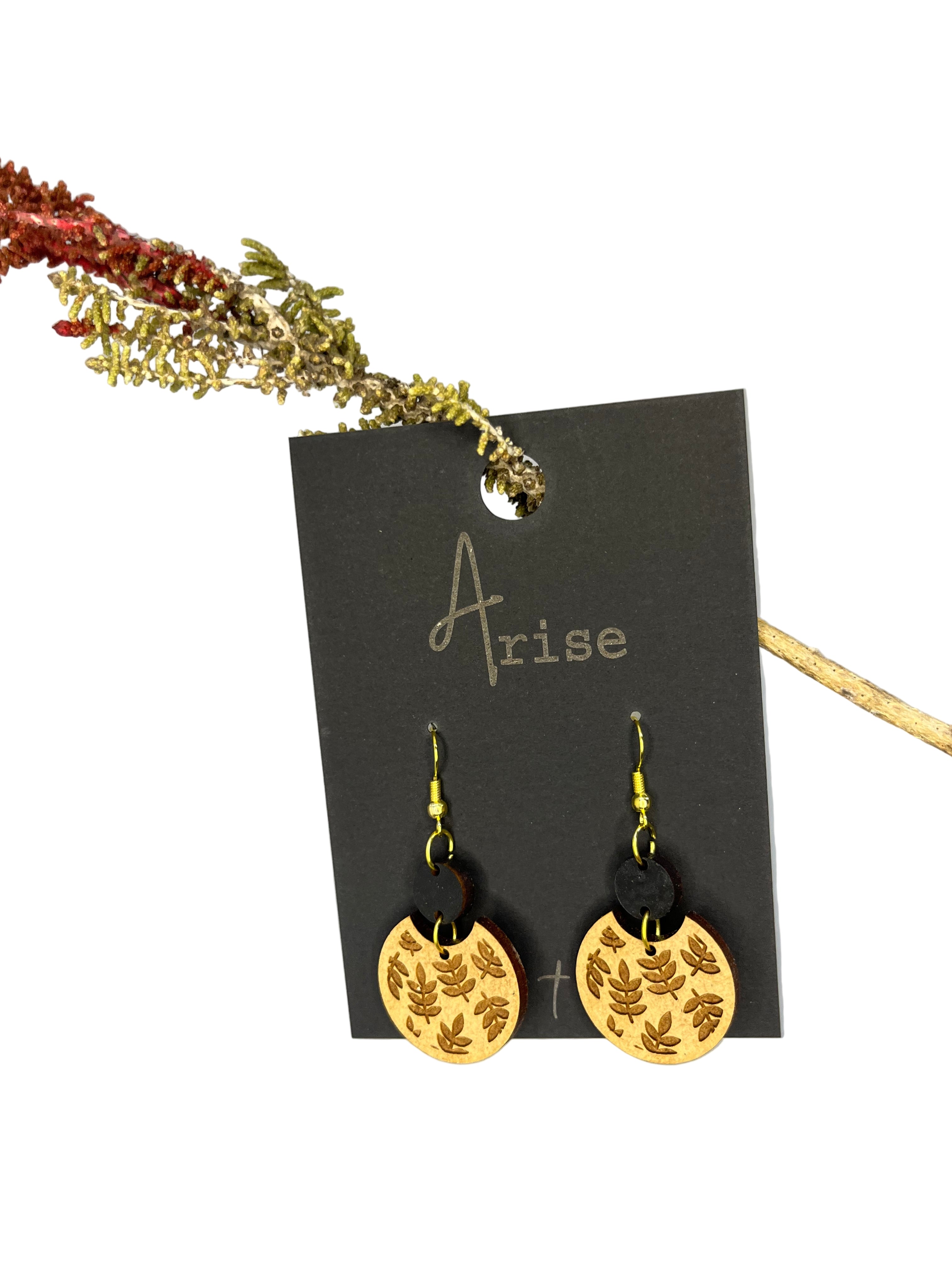 Round Leaf Drop Earrings